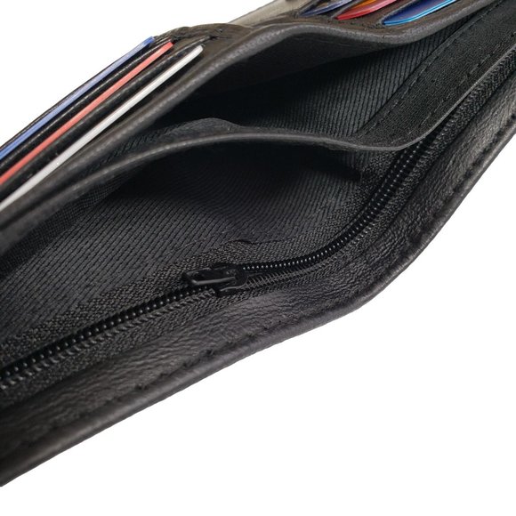 Genuine Leather Traveler Bifold Wallet Button Close - Picture 5 of 8